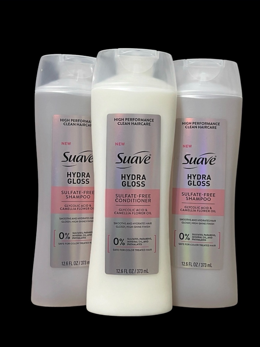 Suave Hydra Gloss Sulfate-Free Shampoo & Conditioner - White, Pink